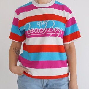 Vintage The Beach Boys Designs Band 77' Multi-Colored Stripe Nautical Shirt M